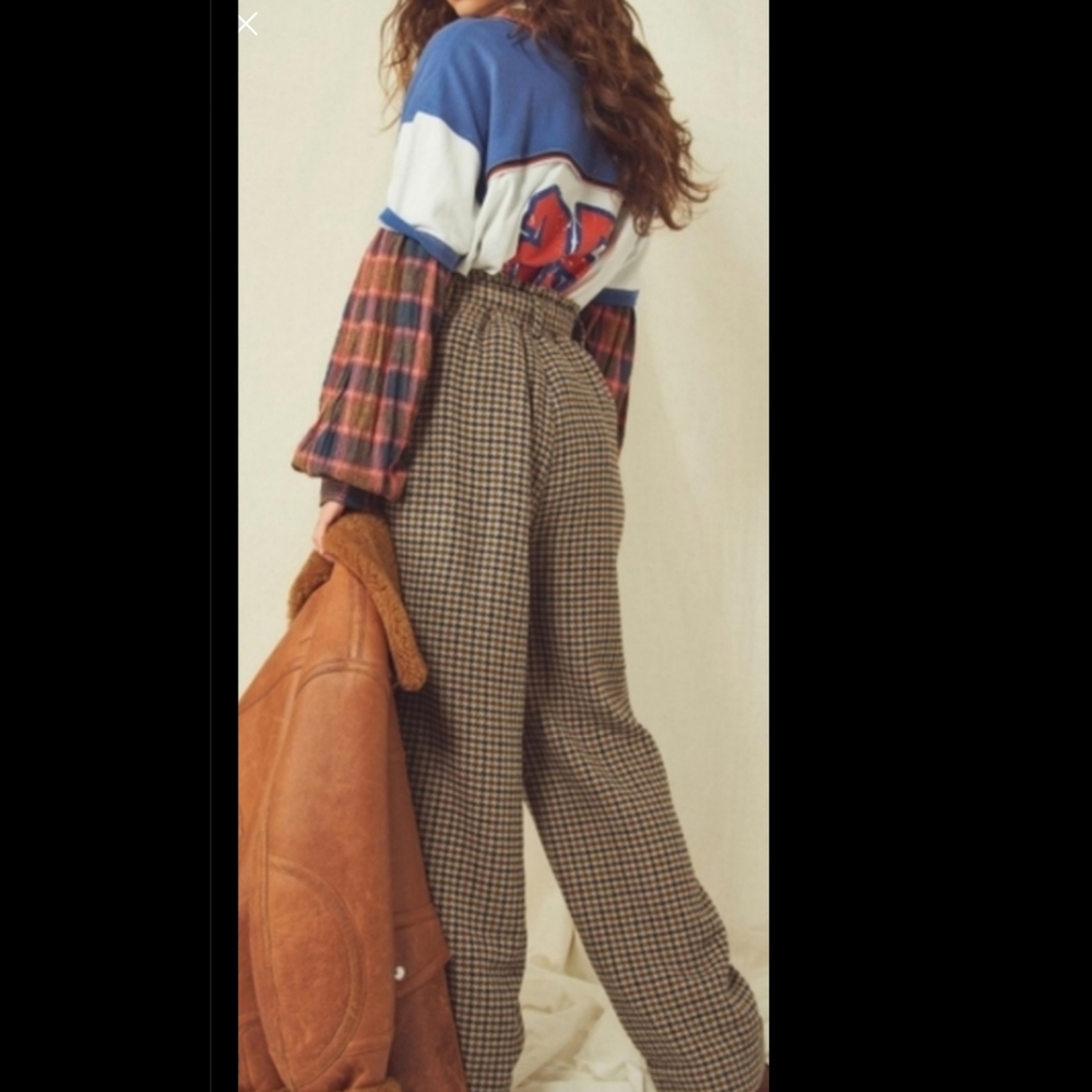 FREE PEOPLE  - Maryam Houndstooth Paperbag Pants - Picture 3 of 8